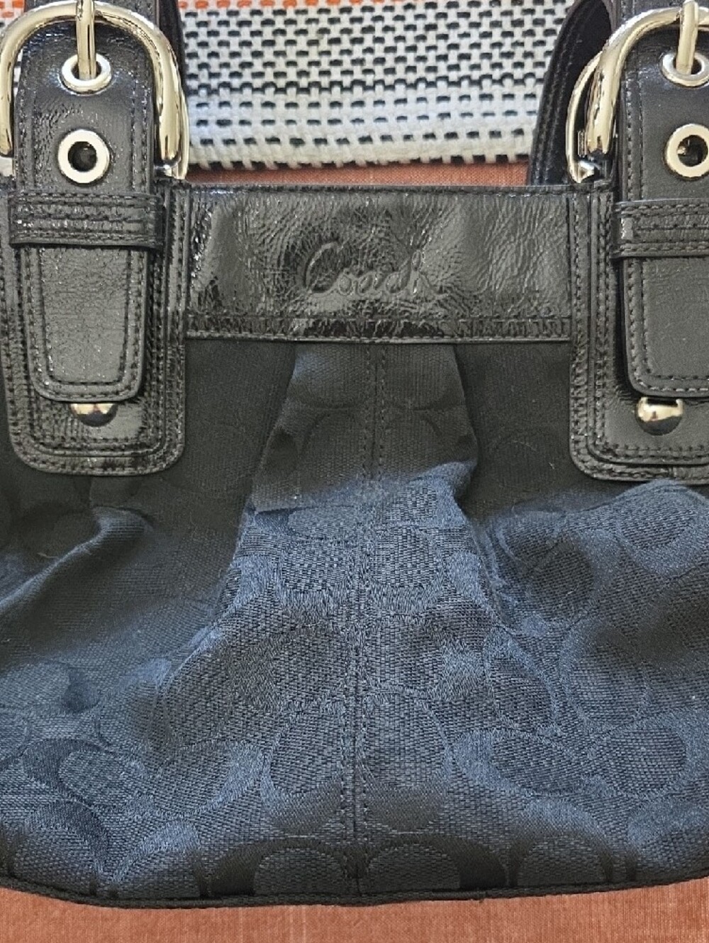 Coach Black Signature Shoulder Tote - Picture 3 of 12